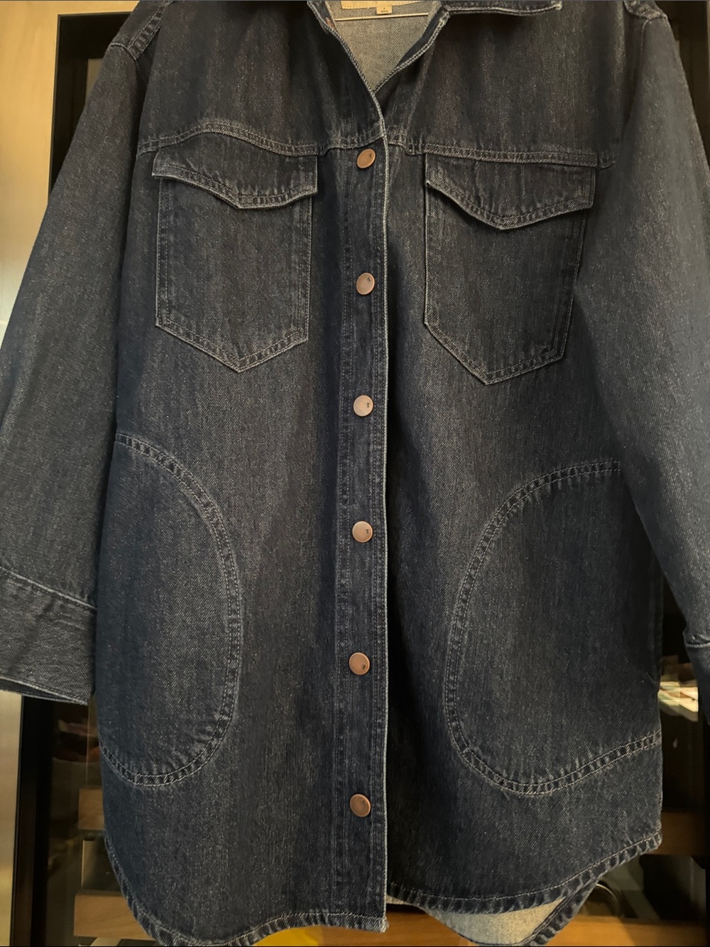Pilcro Anthropologie Utility Denim Long Chore Jacket Size S - Picture 4 of 9
